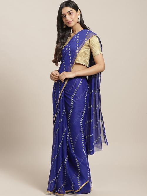 bandhani printed saree with blouse - 17412603 - Very Small Image - 1