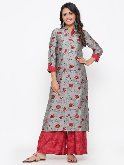 printed kurta palazzo set - 17412708 - Very Small Image - 1