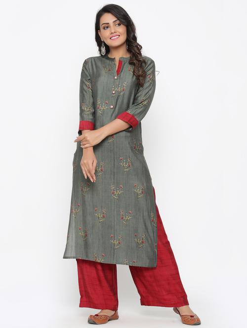 floral kurta palazzo set - 17412710 - Very Small Image - 1