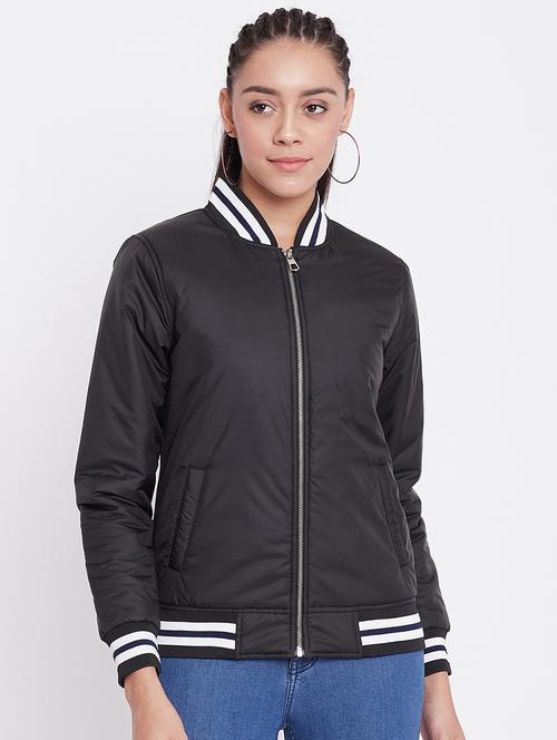 contrast ribbed bomber jacket - 17413502 - Very Small Image - 1