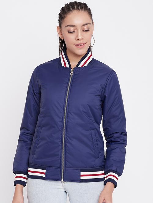 contrast ribbed bomber jacket - 17413504 - Very Small Image - 1