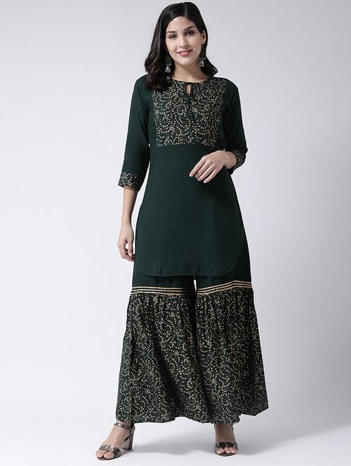 floral kurta sharara set - 17413508 - Very Small Image - 1
