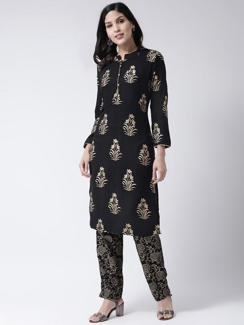 foil print kurta pant set - 17413535 - Very Small Image - 1