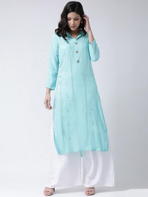 embroidered kurta palazzo set - 17413559 - Very Small Image - 1
