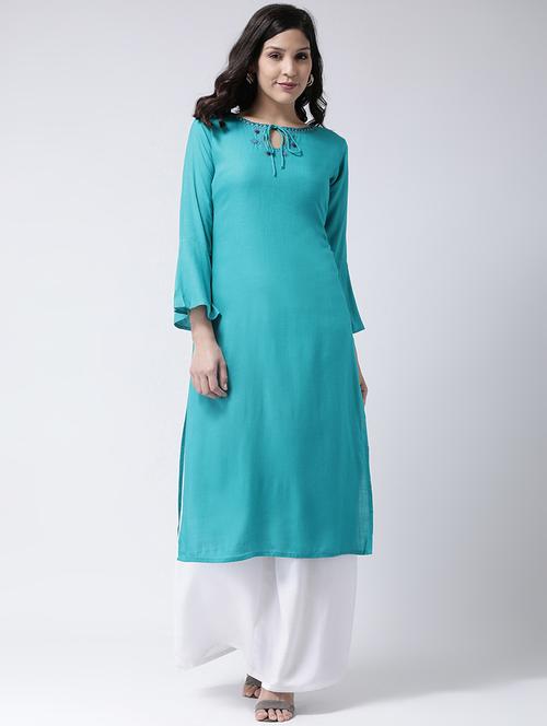 embroidered kurta palazzo set - 17413564 - Very Small Image - 1