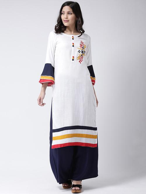 embroidered kurta palazzo set - 17413580 - Very Small Image - 1