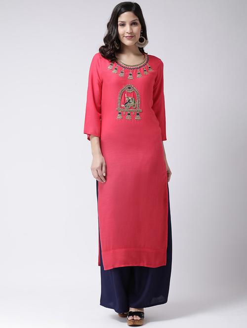 embroidered kurta palazzo set - 17413583 - Very Small Image - 1