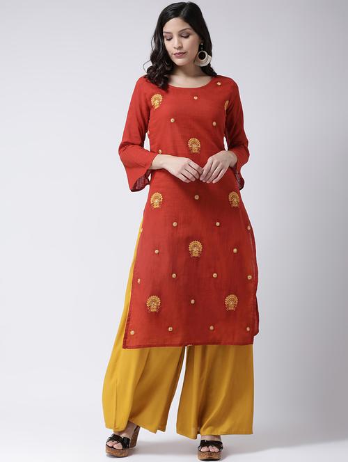 embroidered kurta palazzo set - 17413585 - Very Small Image - 1