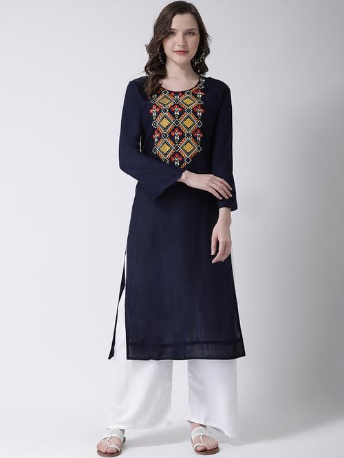 embroidered kurta palazzo set - 17413597 - Very Small Image - 1