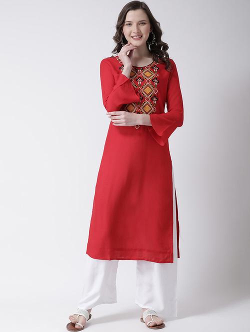 embroidered kurta palazzo set - 17413598 - Very Small Image - 1