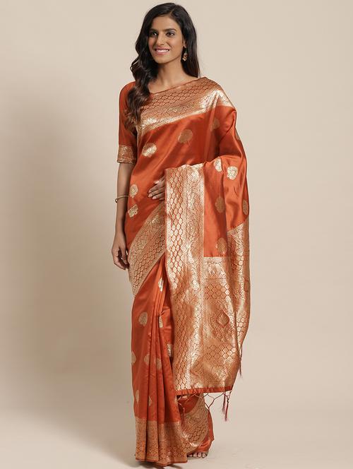 ethnic motif banarasi saree with blouse - 17413899 - Very Small Image - 1