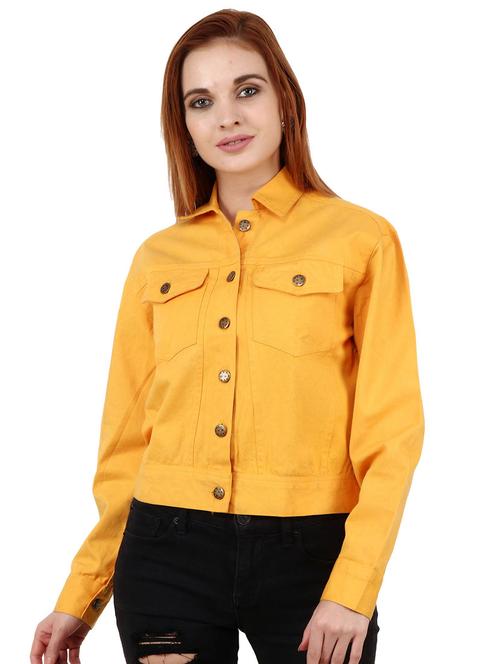 yellow denim cropped jacket - 17414465 - Very Small Image - 1