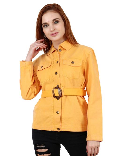 yellow belted denim jacket - 17414472 - Very Small Image - 1