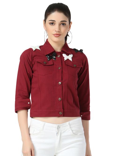 embellished detail denim jacket - 17415232 - Very Small Image - 1