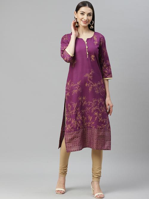 foil print straight kurta - 17415315 - Very Small Image - 1