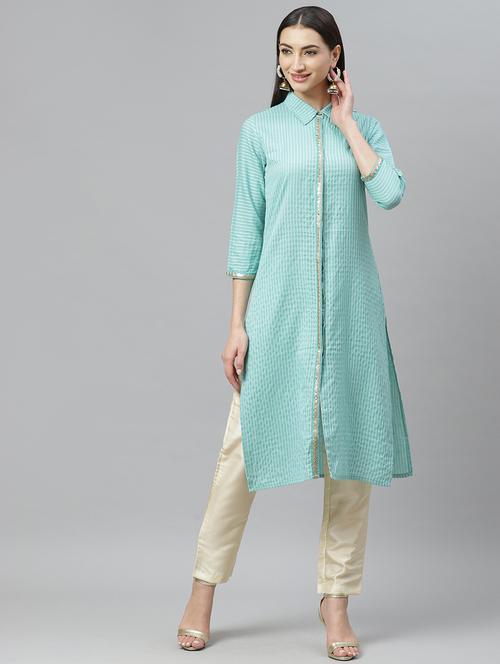 striped straight kurta - 17415318 - Very Small Image - 1