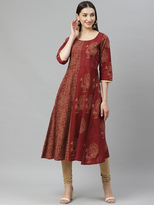 conversational a-line kurta - 17415342 - Very Small Image - 1