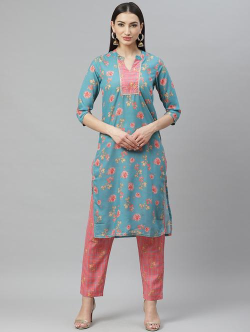 floral kurta pant set - 17415575 - Very Small Image - 1