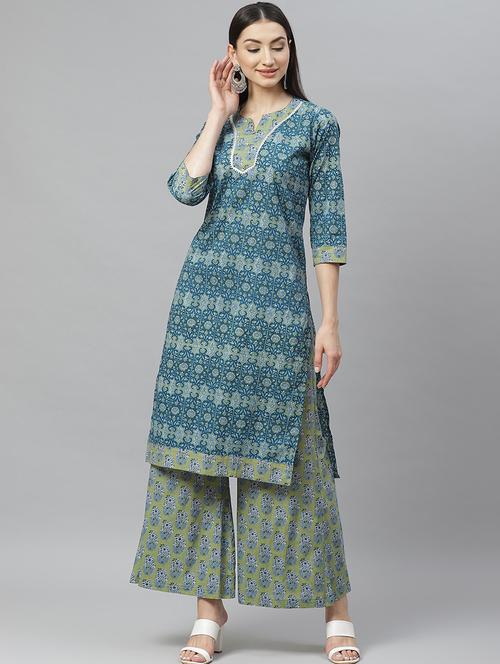 floral kurta palazzo set - 17415576 - Very Small Image - 1