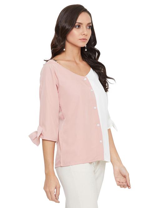 v-neck color block top - 17416079 - Very Small Image - 1