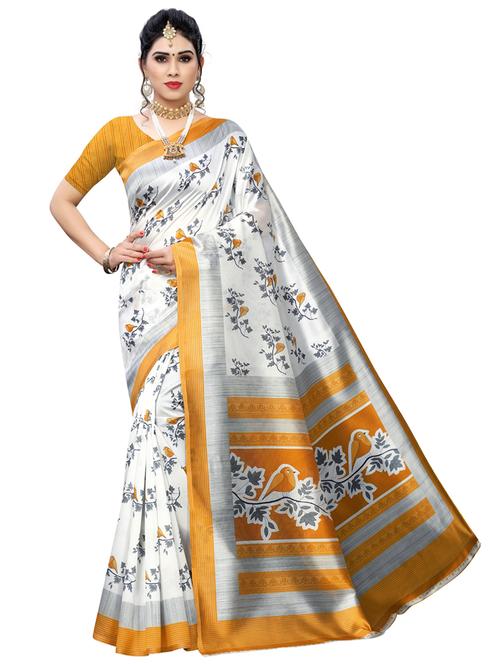floral printed saree with blouse - 17416443 - Very Small Image - 1