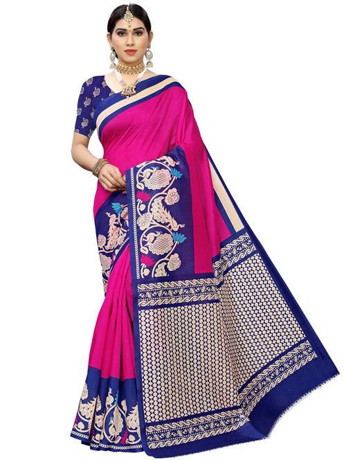 solid printed saree with blouse - 17416444 - Very Small Image - 1