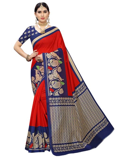 solid printed saree with blouse - 17416445 - Very Small Image - 1