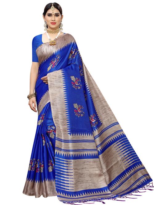 floral printed saree with blouse - 17416466 - Very Small Image - 1