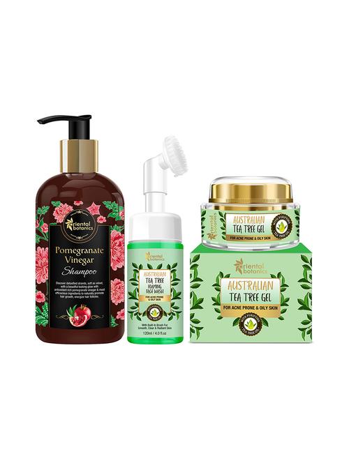 oriental botanics australian tea tree combo | foaming face wash 120ml + tea tree gel 50ml + pomegranate shampoo - 17416494 - Very Small Image - 1