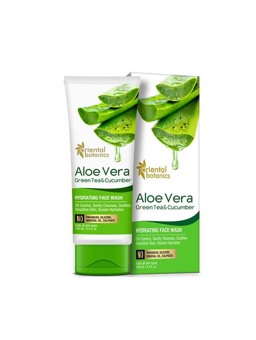 oriental botanics aloe vera, green tea & cucumber hydrating face wash - no sulphate, paraben, silicone, 100ml - 17416500 - Very Small Image - 1