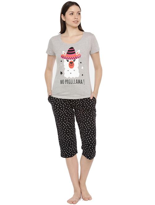 printed capri nightwear set - 17416725 - Very Small Image - 1