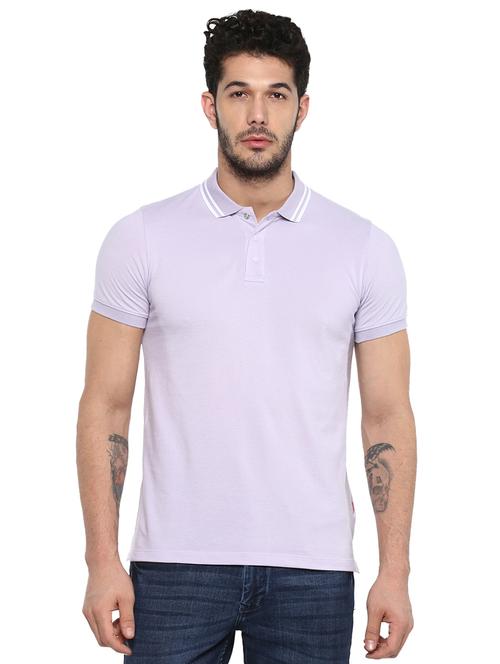 purple solid collared t-shirt - 17417513 - Very Small Image - 1