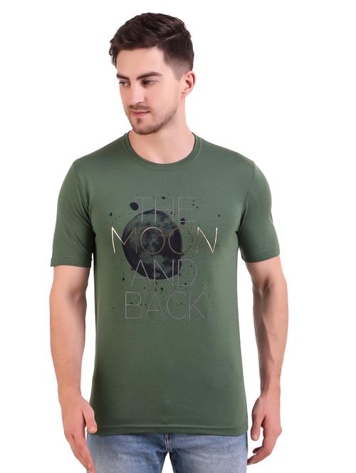 olive green chest print t-shirt - 17417714 - Very Small Image - 1