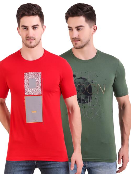 men pack of 2 printed t-shirt combos - 17417951 - Very Small Image - 1