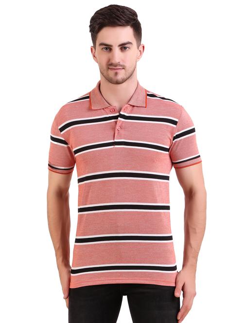 orange striped polo t-shirt - 17417992 - Very Small Image - 1