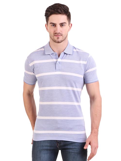 light blue striped polo t-shirt - 17417997 - Very Small Image - 1