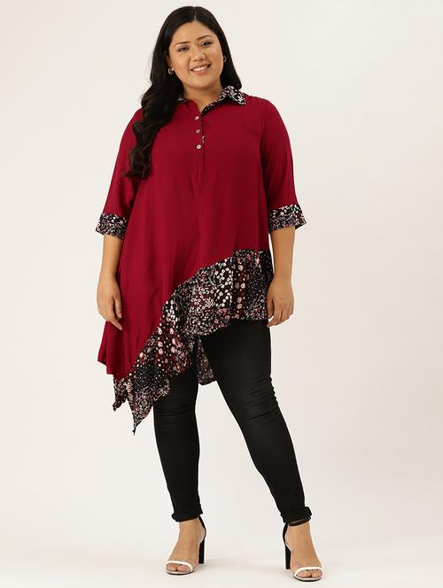 shirt collar asymmetric plus tunic - 17418021 - Very Small Image - 1