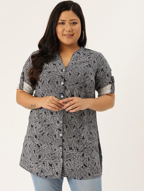 mandarin neck plus shirt - 17418058 - Very Small Image - 1