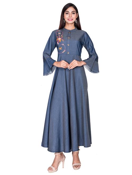 embroidered flared kurta - 17418125 - Very Small Image - 1