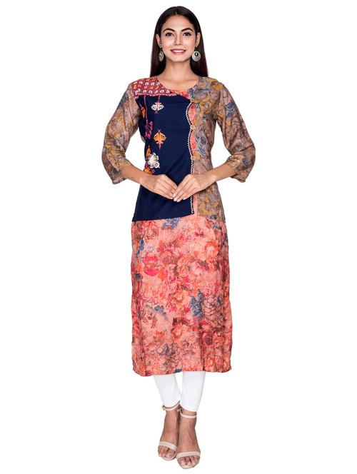 embroidered straight kurta - 17418131 - Very Small Image - 1