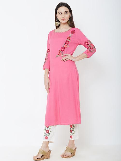 embroidered kurta pant set - 17418142 - Very Small Image - 1