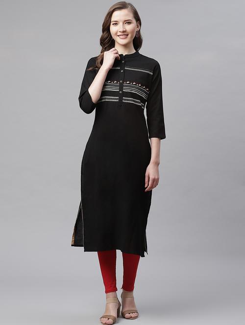 embroidered straight kurta - 17418890 - Very Small Image - 1