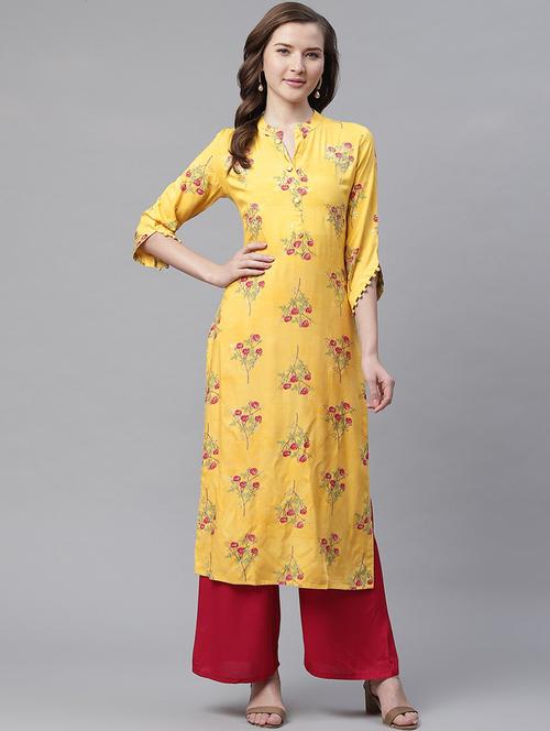 floral straight kurta - 17418892 - Very Small Image - 1