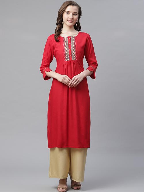 embroidered straight kurta - 17418894 - Very Small Image - 1