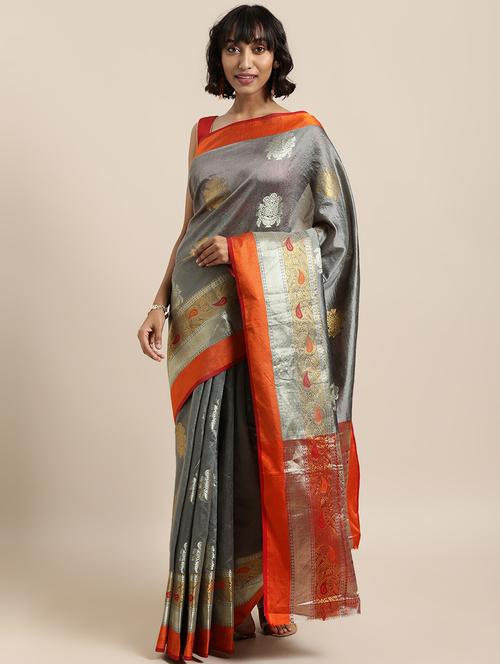 ethnic motif banarasi saree - 17419421 - Very Small Image - 1