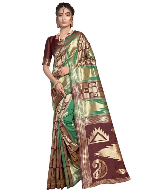 paisley kanjivaram saree with blouse - 17419767 - Very Small Image - 1