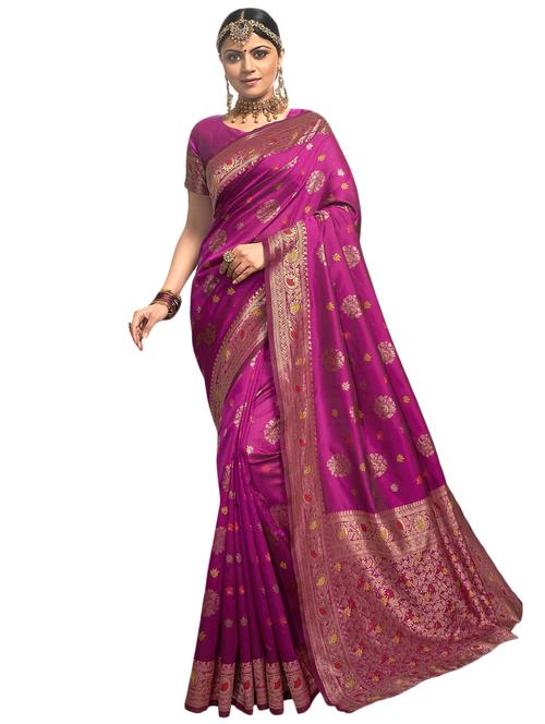 magenta silk kanjivaram saree - 17419780 - Very Small Image - 1