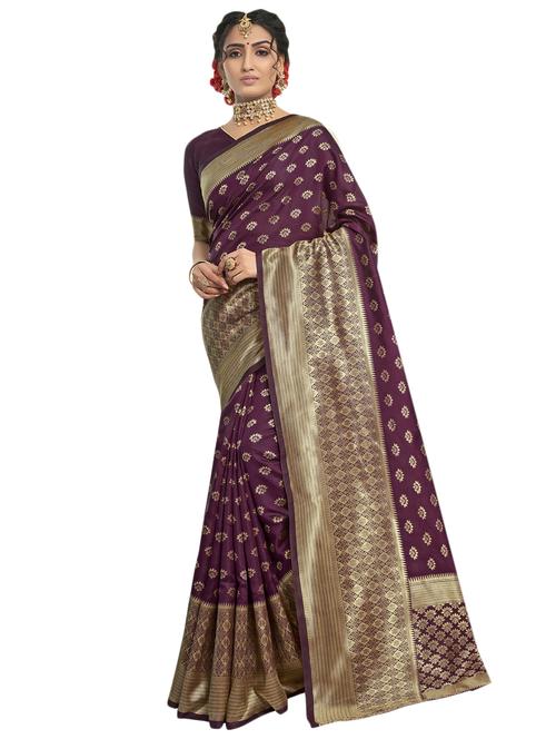 ethnic motif kanjivaram saree with blouse - 17419800 - Very Small Image - 1