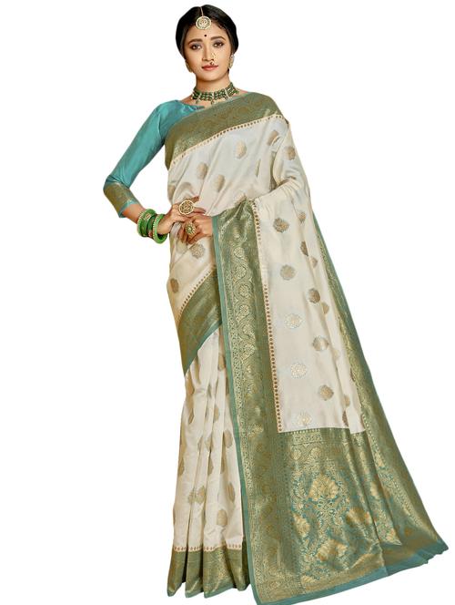 ethnic motif kanjivaram saree with blouse - 17419801 - Very Small Image - 1