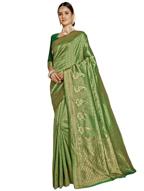 ethnic motif kanjivaram saree with blouse - 17419819 - Very Small Image - 1